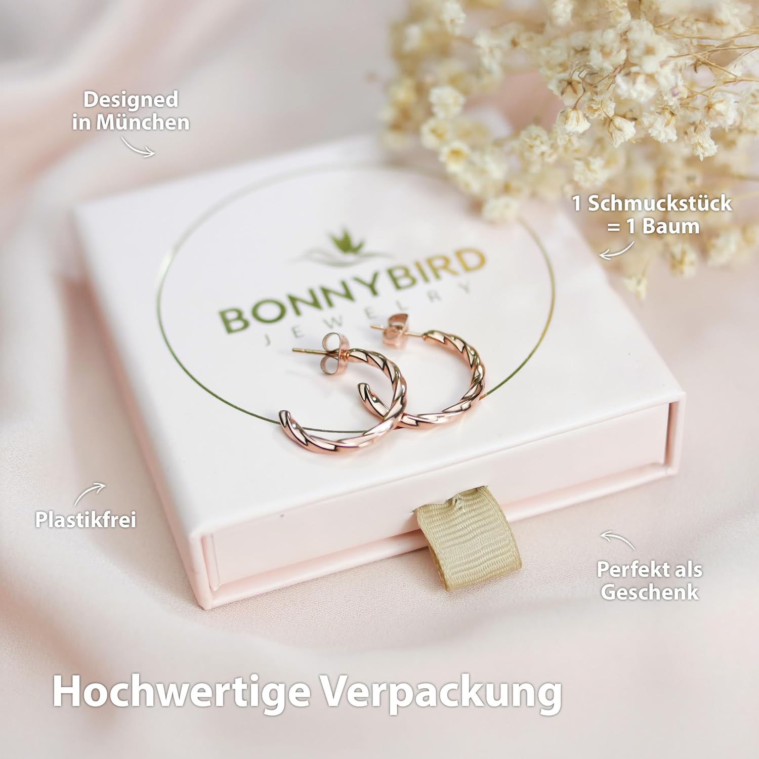 BONNYBIRD® Wasserfeste Edelstahl Ohrringe Damen in Silber, Gold & Roségold, Hypoallergen dank medizinischem Chirurgenstahl, Extra Leicht – Bild 6