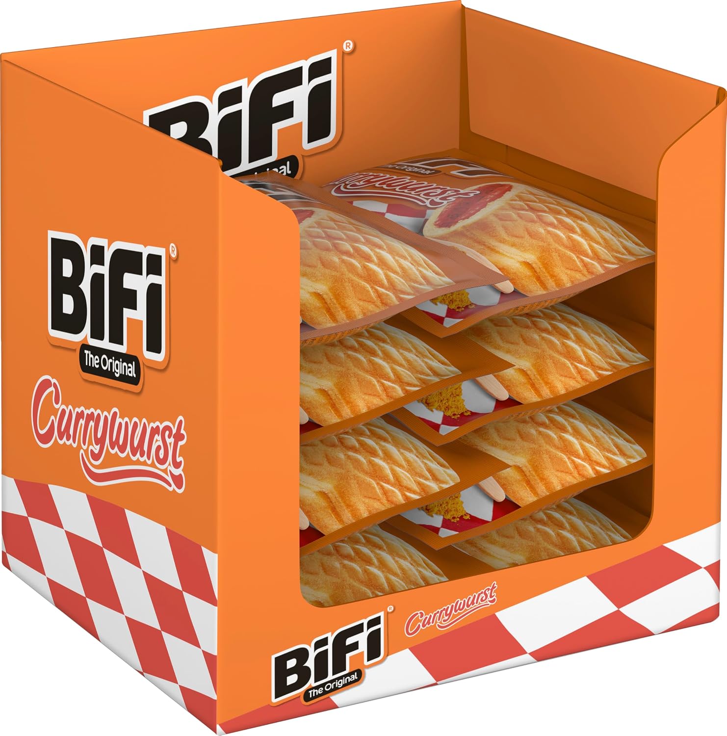 BiFi Currywurst - Pack of 8 (8 x 60 g) - Salami Sausage Snack with Curry Sauce in a Loose Dough - Sausage in Wheat Bun To Go - for On the Go, in the Office or during Sports - Ham Sausage – Bild 2