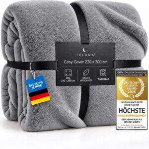Feluna cuddly blanket XXL micro-fibre blanket bedspread blanket with cashmere touch, 220 x 200 cm