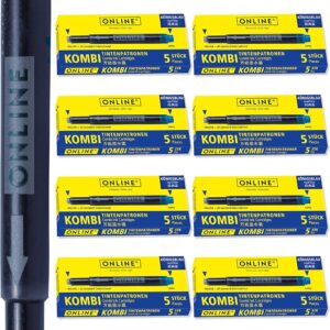 Online Combination Fountain Pen Cartridges, Universal Cartridges Compatible with All Standard Fountain Pens including Lamy, Replacement Cartridges, Erasable, Washable, Also Suitable for Rollerballs, Value Pack