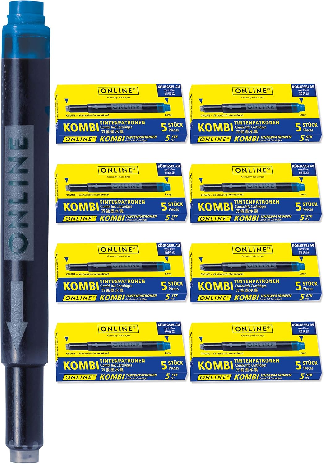 Online Combination Fountain Pen Cartridges, Universal Cartridges Compatible with All Standard Fountain Pens including Lamy, Replacement Cartridges, Erasable, Washable, Also Suitable for Rollerballs, Value Pack