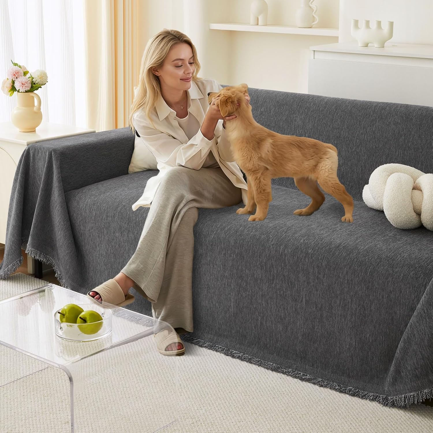 Sofa Cover 2025 Universal Non-Slip Sofa Throw, Sofa Protective Cover 1/2/3/4 Seater for Living Room, Dark Grey Sofa Cover – Bild 5