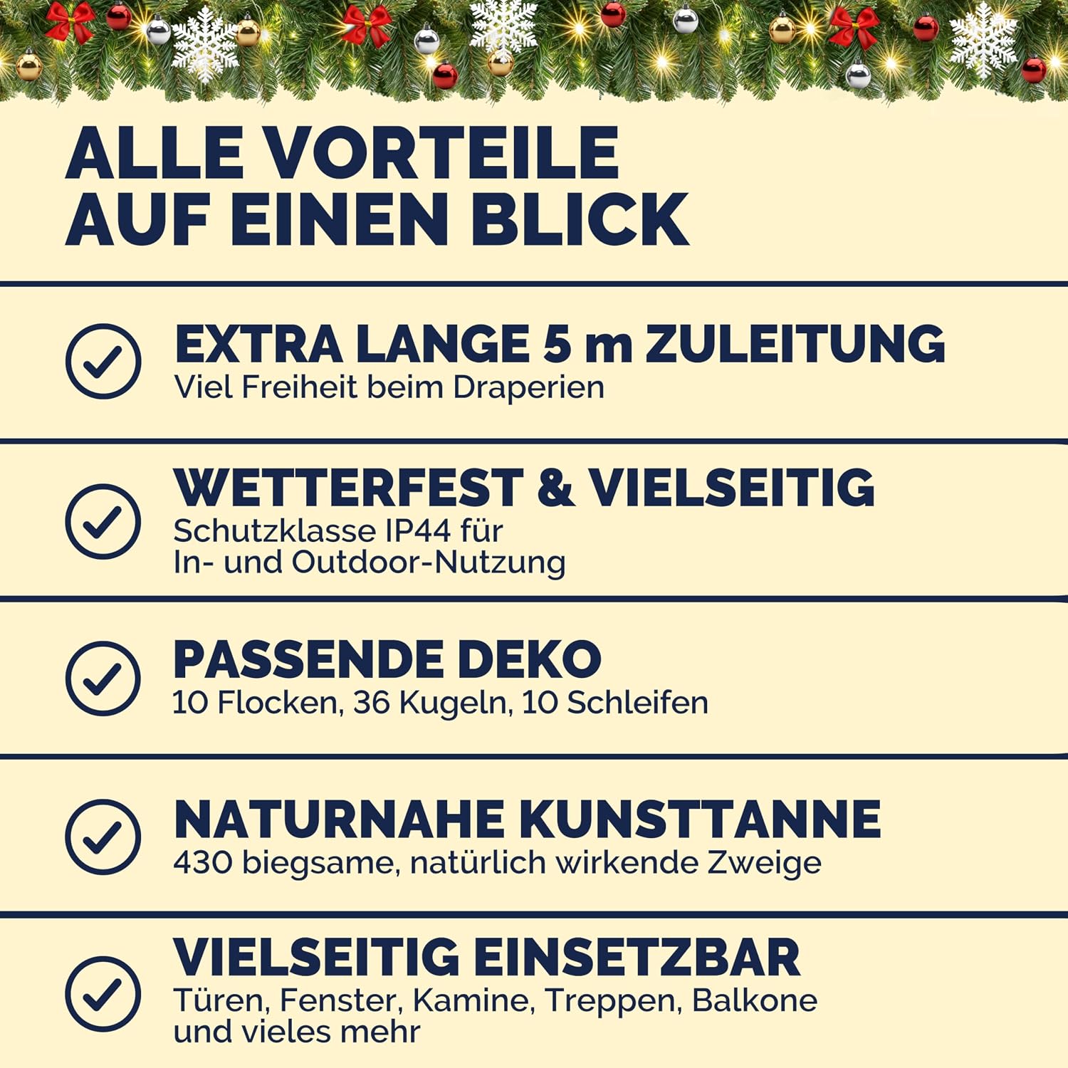 CASARIA Christmas Garland with Lighting Decoration 5 m 80 LEDs – Bild 7