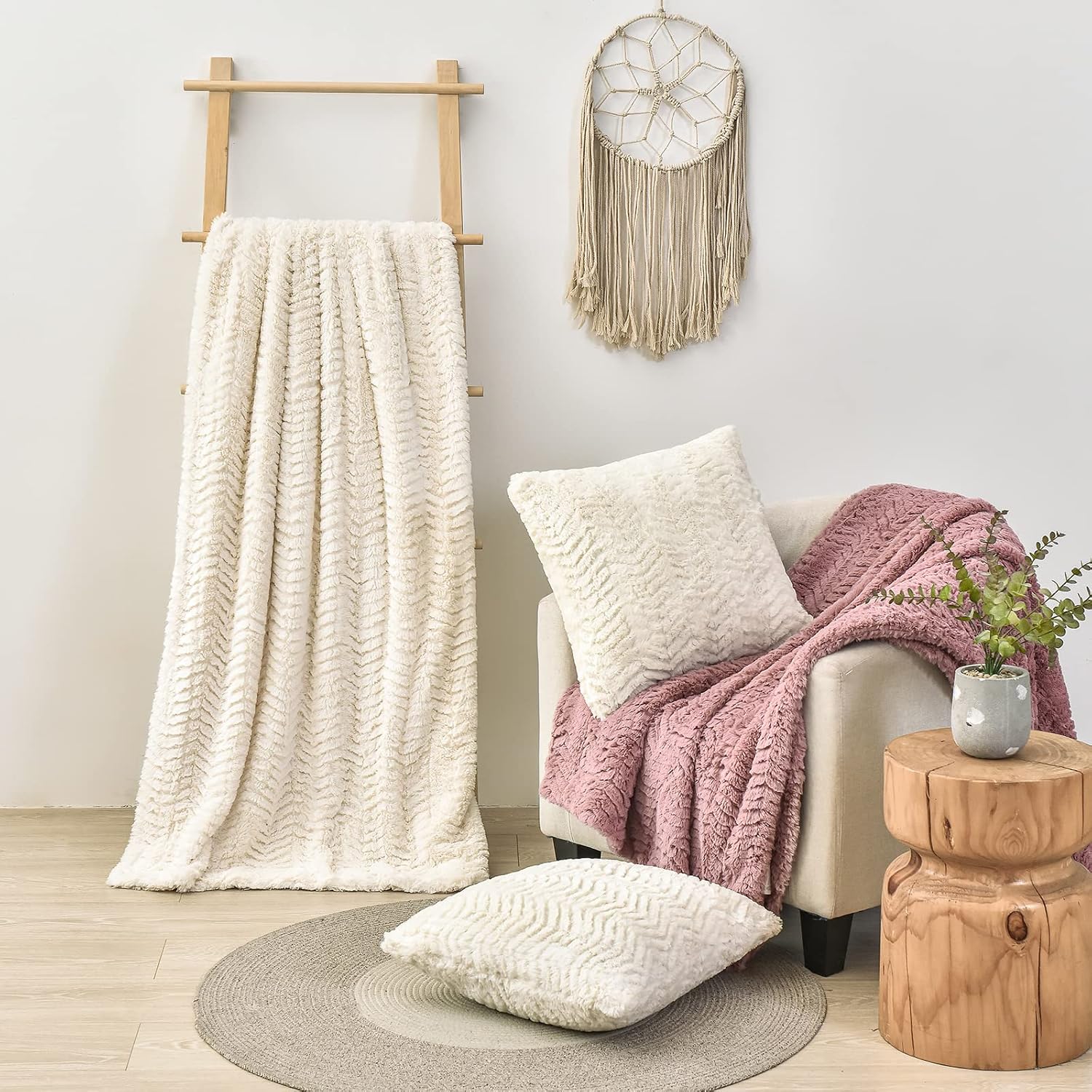 YUSOKI Luxury Double Sided Faux Fur Throw Blanket (No Pillow) Soft Fluffy Cozy Blanket Plush Fluffy Comfortable Warm Blanket for Couch Bed Chair Sofa Bedroom Women – Bild 5