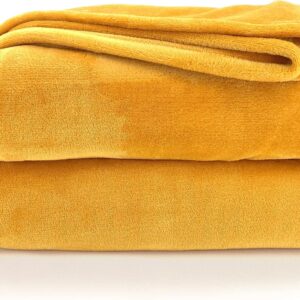 heimtexland Cuddly Blanket, Fluffy Flannel Blanket, Warm OEKO-TEX Bedspread Throw, Sofa Blanket, Lint-Free Fleece Blanket, Super-Soft XL Blanket, Type 380, 150 x 200 cm, Saffron Yellow