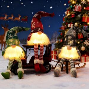 Christmas Small LED Gnome figures, with Santa Hat, Illuminated Decoration, Christmas, American, Scandinavian Christmas Decoration, Indoor Decoration, B