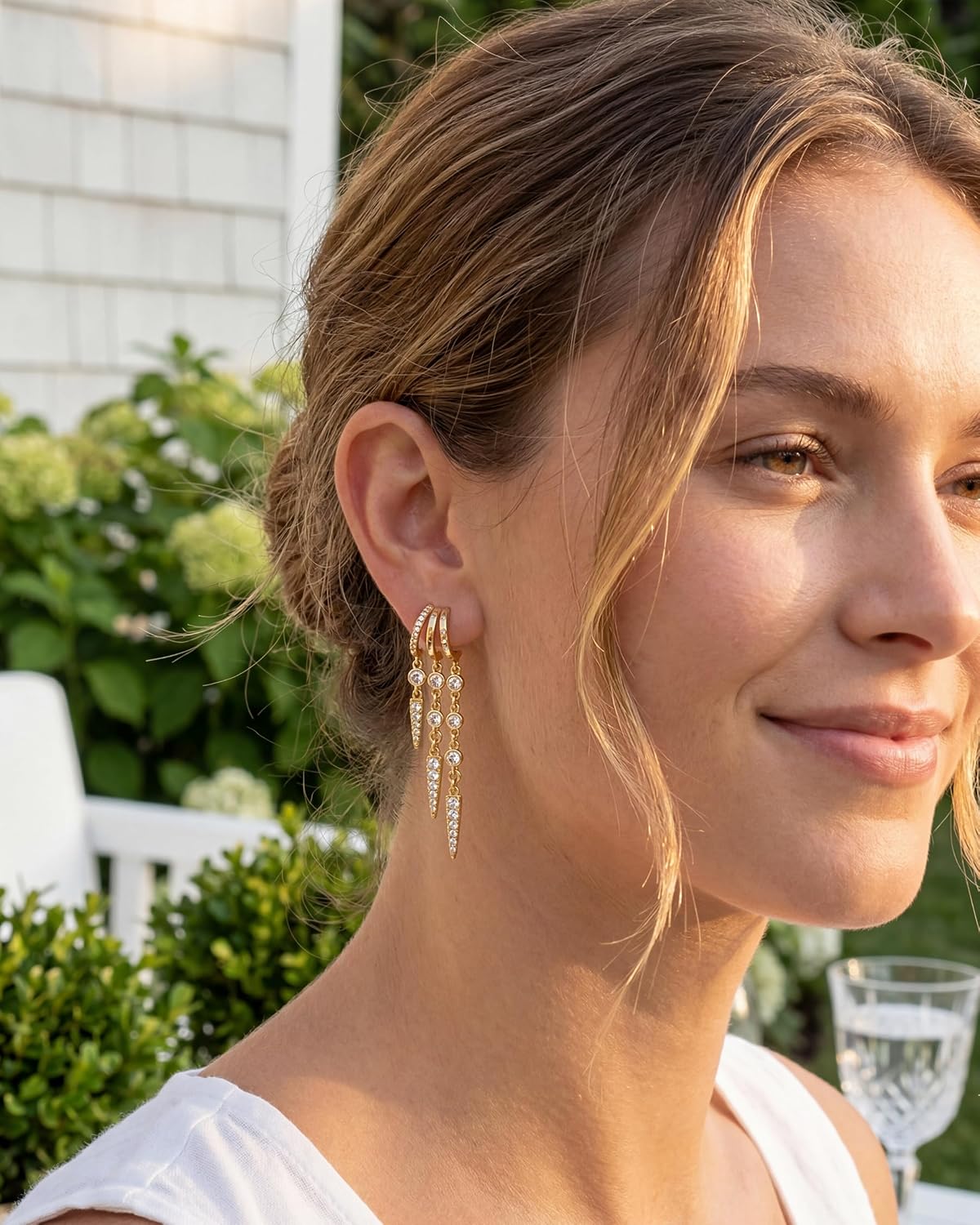 MUMREUES Ohrringe Gold Hängend 14 Karat Vergoldet Ohrringe Creolen Damen Stecker Hypoallergen Wasserfest Minimalistische Minimalist Elegant Quasten Ketten Schmuck Geschenke – Bild 2