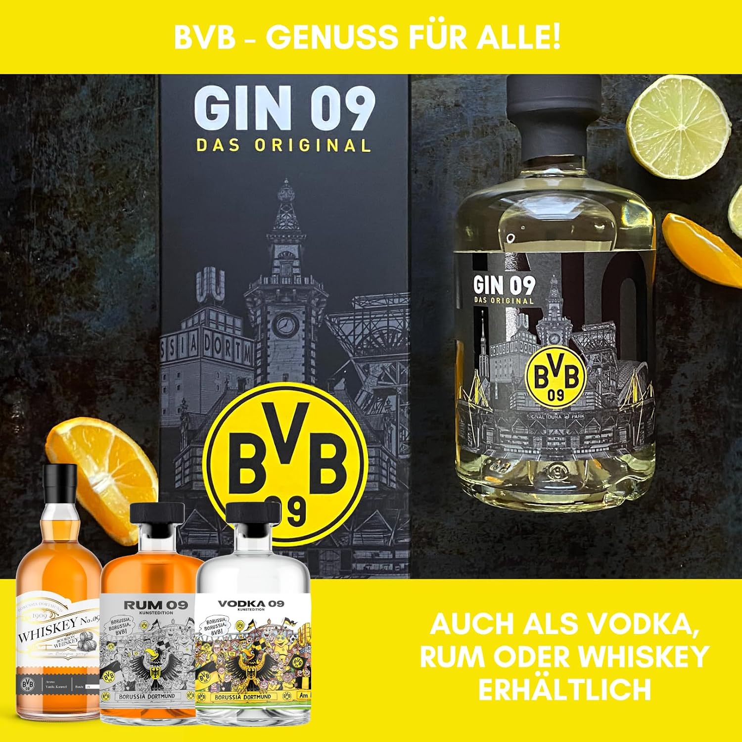 BVB Gin 09 - The Original | with Gift Packaging | Fan Item, Men, Women, Christmas | Excellent Gin of BVB09 | Gift Idea, Borussia Dortmund Fans | 500 ml Single Bottle, 43% Vol – Bild 7