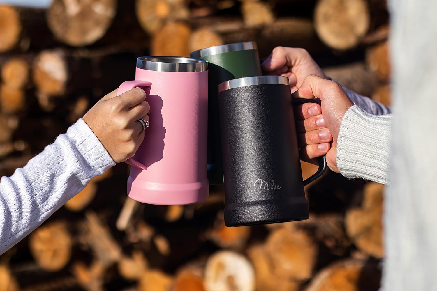 Milu Beer Mug, Stainless Steel Insulated Beer Glass with Lid, Thermal Mug with Handle, Beer Gift for Men, Dad, Keeps Cold for 7 Hours (700 ml, Pink) – Bild 6