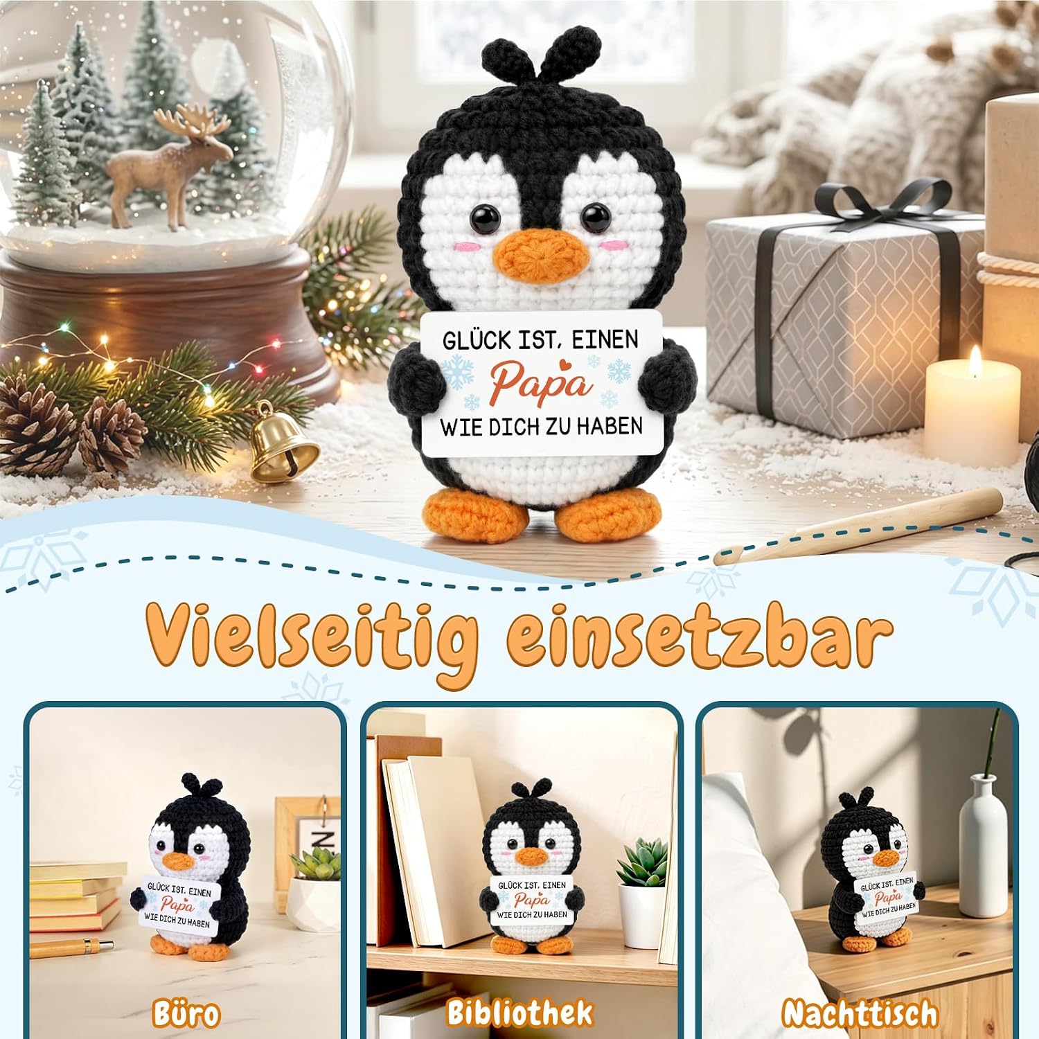Vetbuosa Dad Gift, Hand Crocheted Penguin, Pocket Hug Penguin – Bild 6