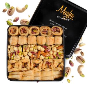 Mughe Gourmet Baklava with Pistachio Assortment Metal Gift Box 385g