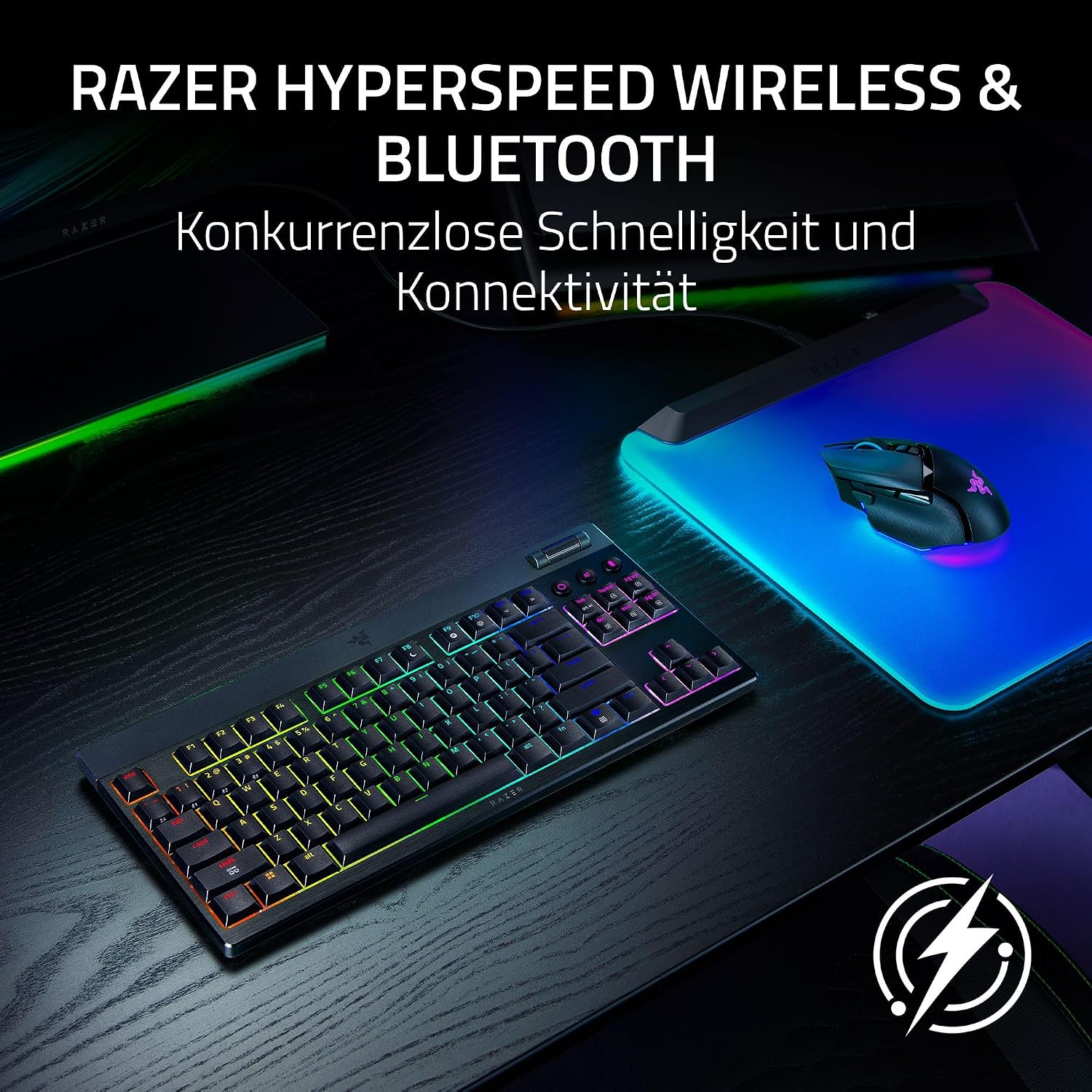 Razer BlackWidow V4 Tenkeyless HyperSpeed Low Profile - Wireless Hot-Swap Gaming Keyboard (HyperSpeed Wireless & BT, Hot-Swap, Multifunctional Rotary & Function Keys) Orange Switch | DE Layout – Bild 3