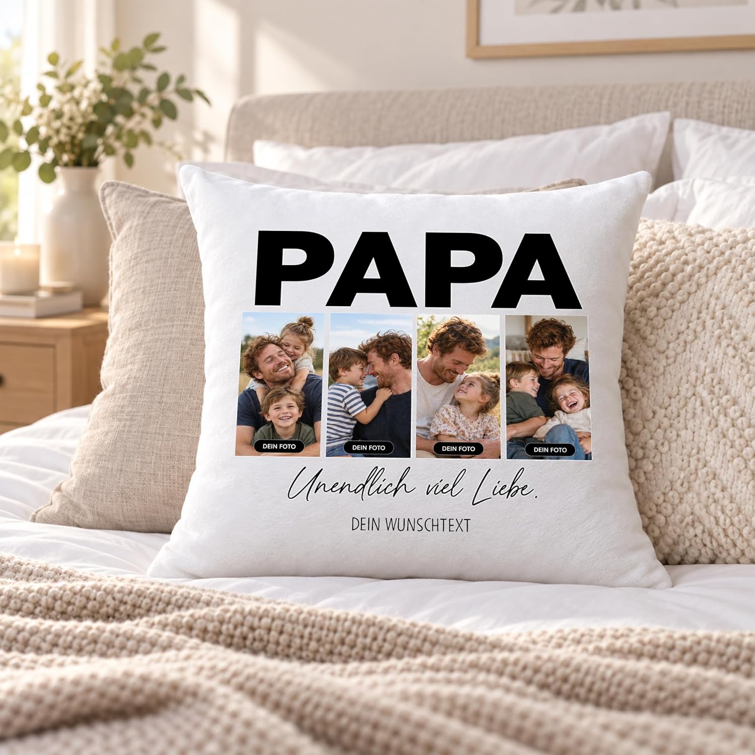 OWLBOOK® Photo Cushion for Dad with 4 Photos Design Yourself | Gifts for – Bild 9