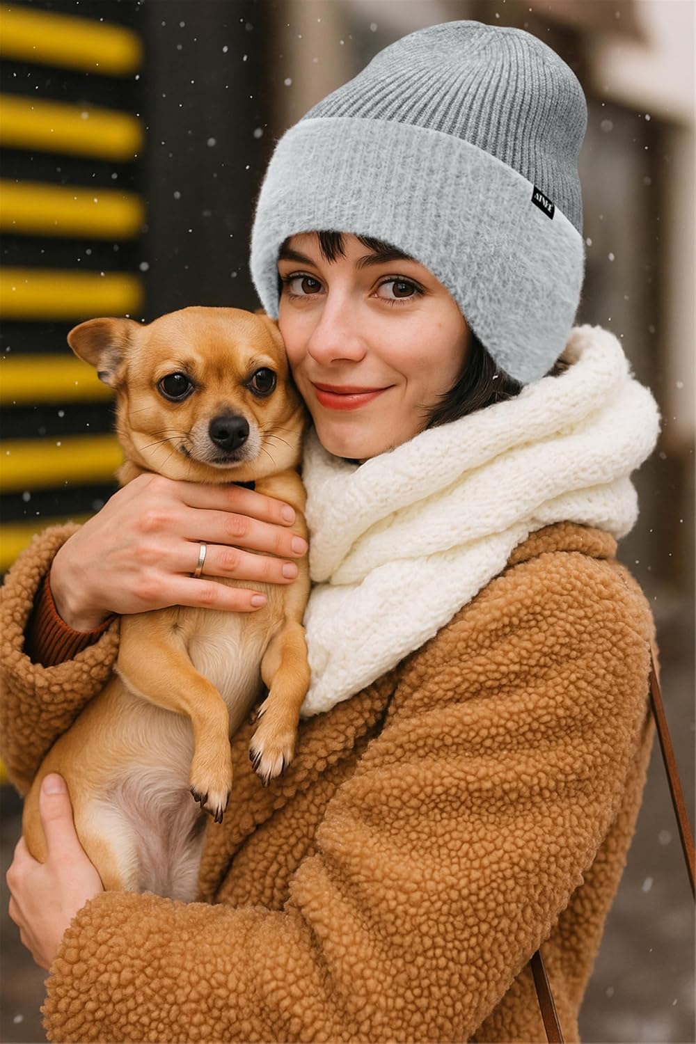 ATNKE Knitted Beanie Hat with Ear Flaps for Men and Women, Stretchy Thick Warm Fleece Lined Everyday Winter Soft with Cuffs Wooly Skull Hat Gifts – Bild 6