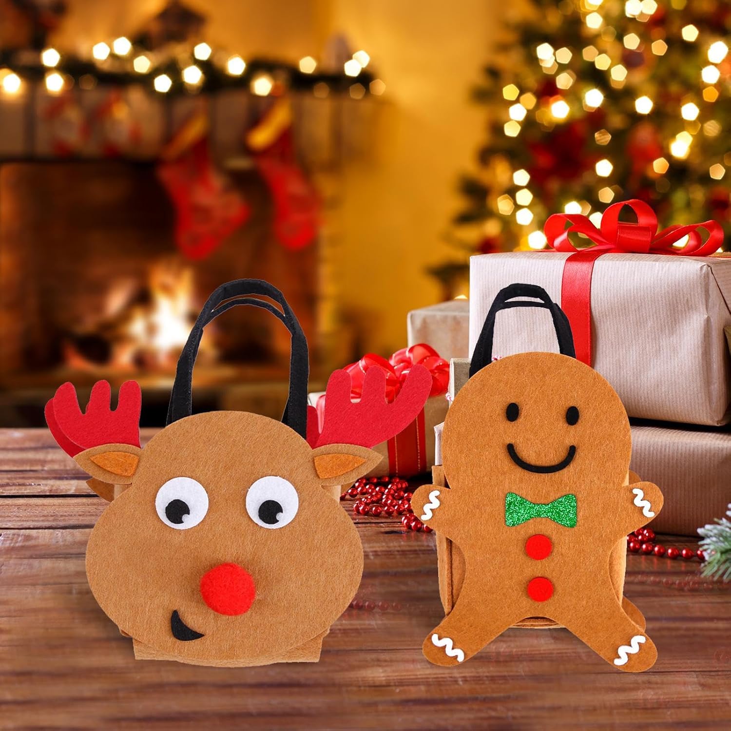 Zegaqae Christmas Candy Bags, Pack of 2 Festive Felt Storage Bags - Felt Treat Bags with Carry Handles | For Family and Friends, Neighbours, Colleagues and Children – Bild 9