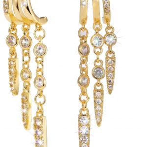 MUMREUES Ohrringe Gold Hängend 14 Karat Vergoldet Ohrringe Creolen Damen Stecker Hypoallergen Wasserfest Minimalistische Minimalist Elegant ​Quasten ​Ketten Schmuck Geschenke