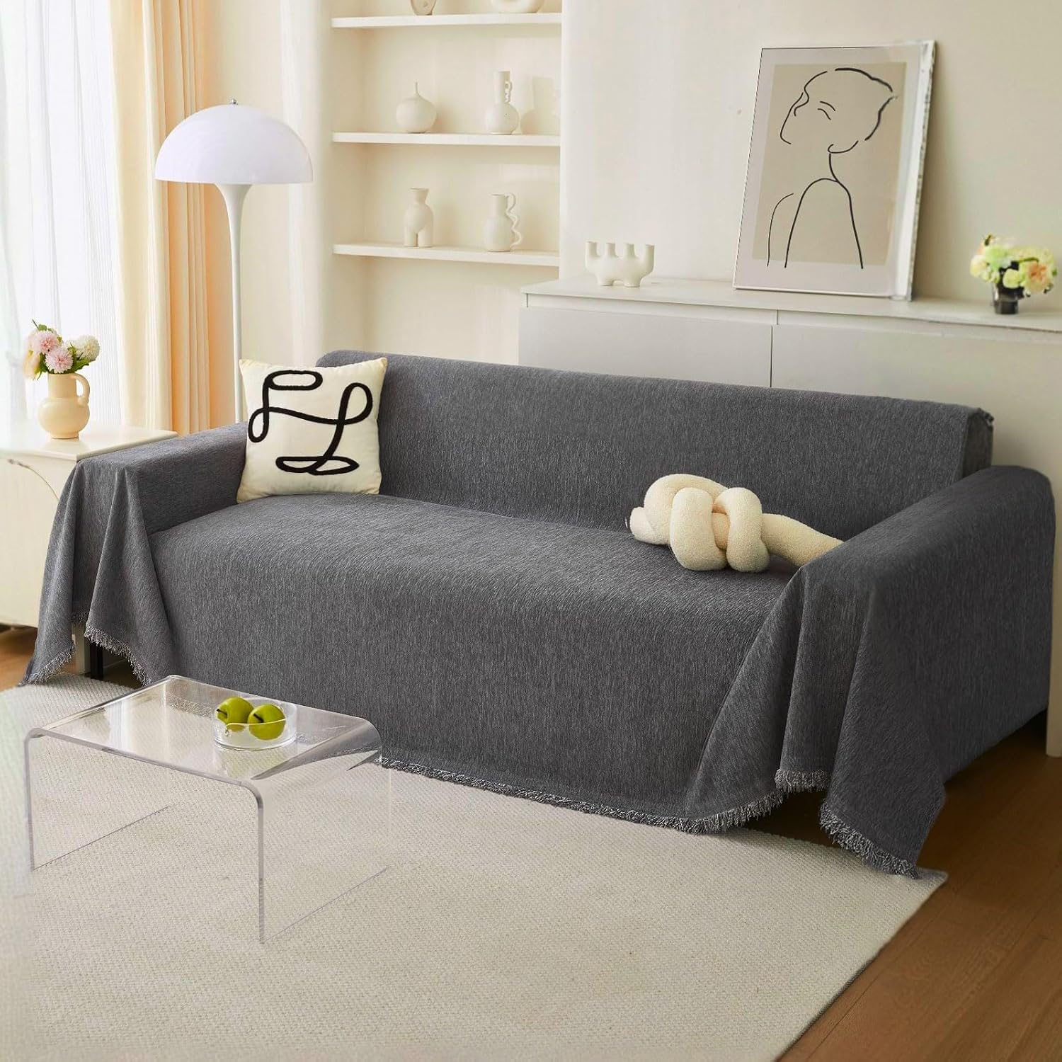 Sofa Cover 2025 Universal Non-Slip Sofa Throw, Sofa Protective Cover 1/2/3/4 Seater for Living Room, Dark Grey Sofa Cover – Bild 3