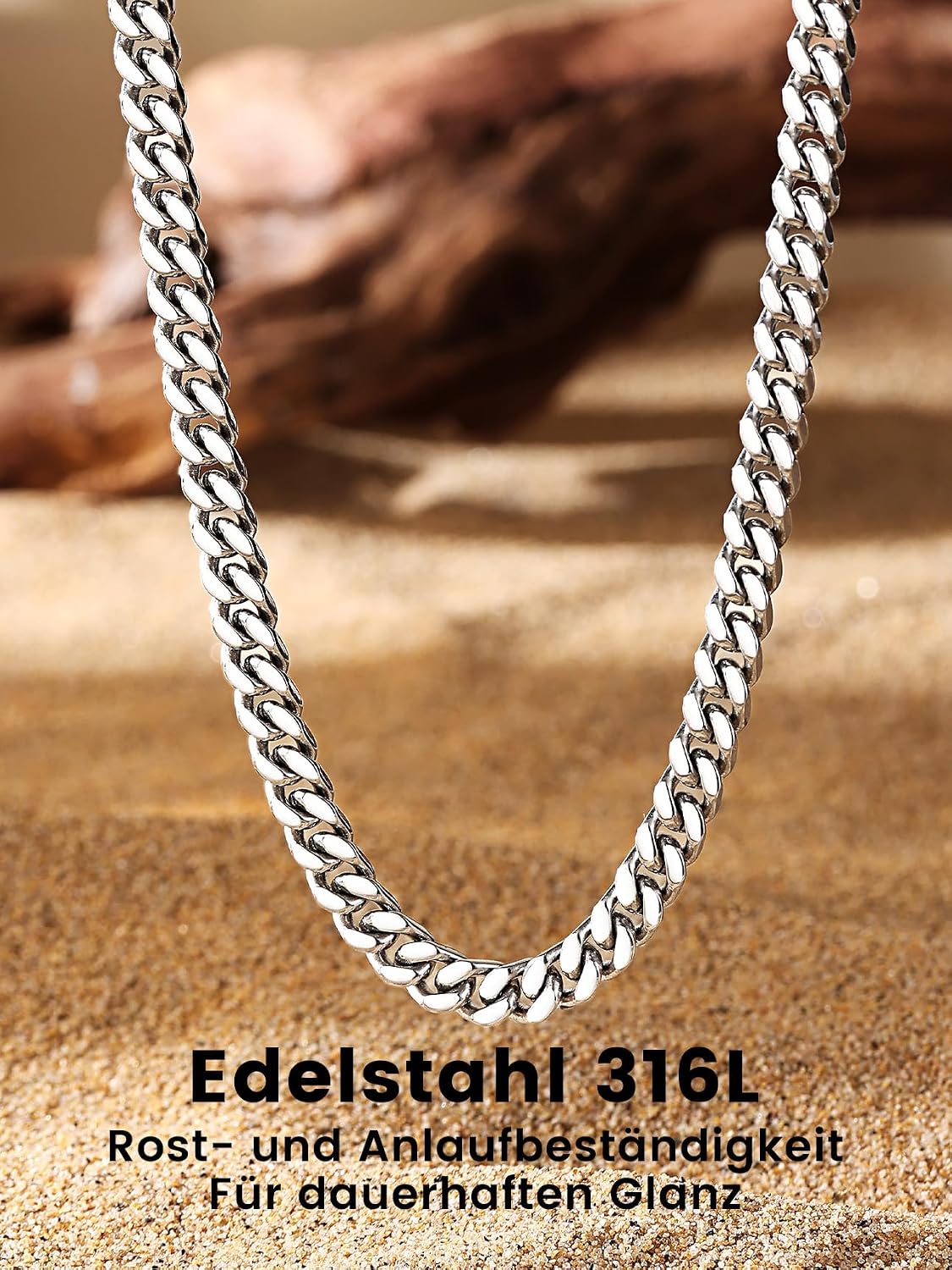 Bestyle Miami Curb Chain Stainless Steel Width 5/7/9/12 mm Cuban Chain Length 45/50/55/60/65/71/76 cm – Bild 3