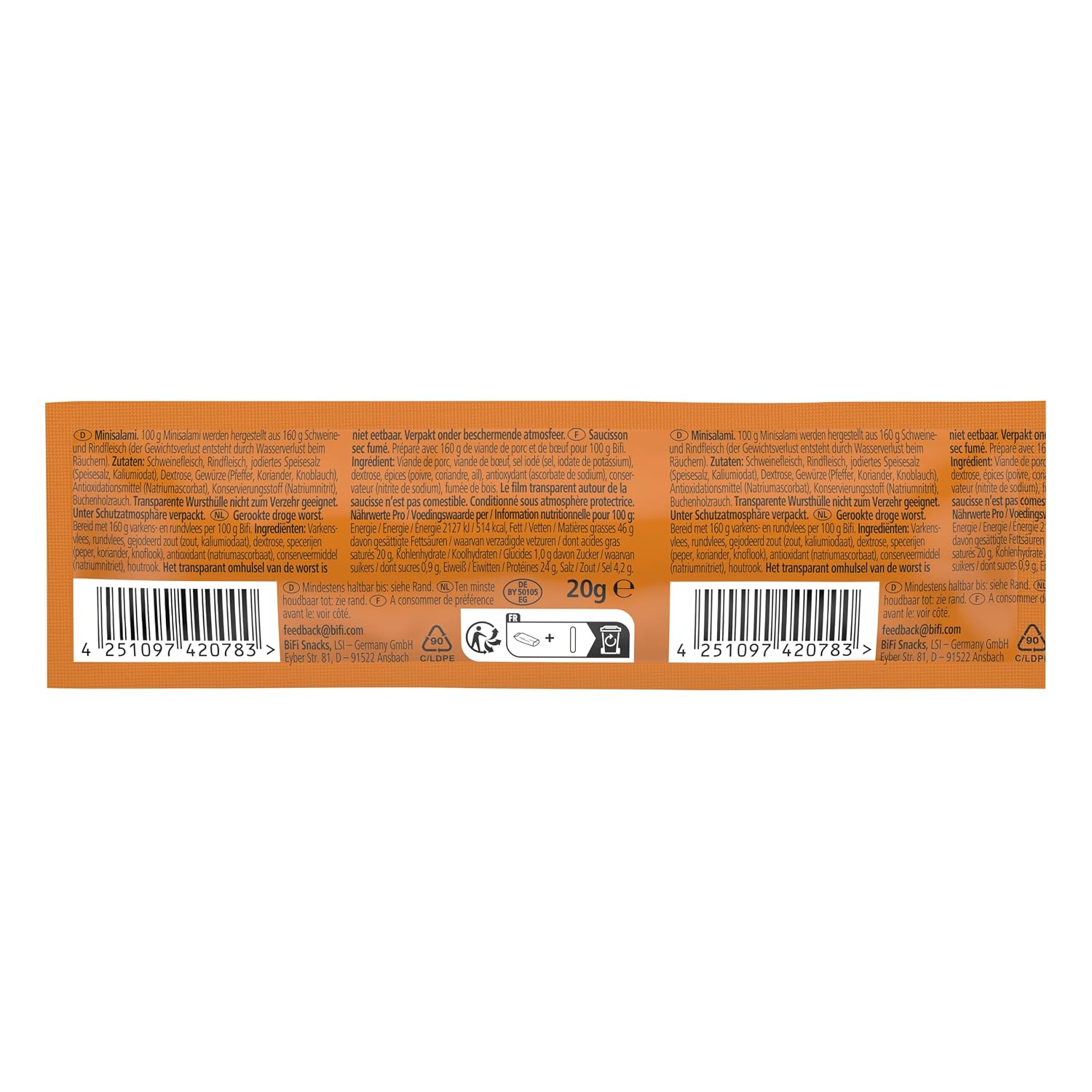 BiFi Original Salami Sticks – Pack of 40 (40 x 20 g) – Sausage Snack To Go – Air Dried Meat & Sausages Package – Salami with Pepper, Coriander and Garlic – Ideal Nibble Box – Sausage Pack – Bild 4