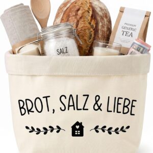 Bread Basket Fabric as Housewarming Gifts, House House Bread Basket, Modern Bread Bag, Bread Bag, Linen Bread and Salt Gift for New Home (BrotSalzLiebe)