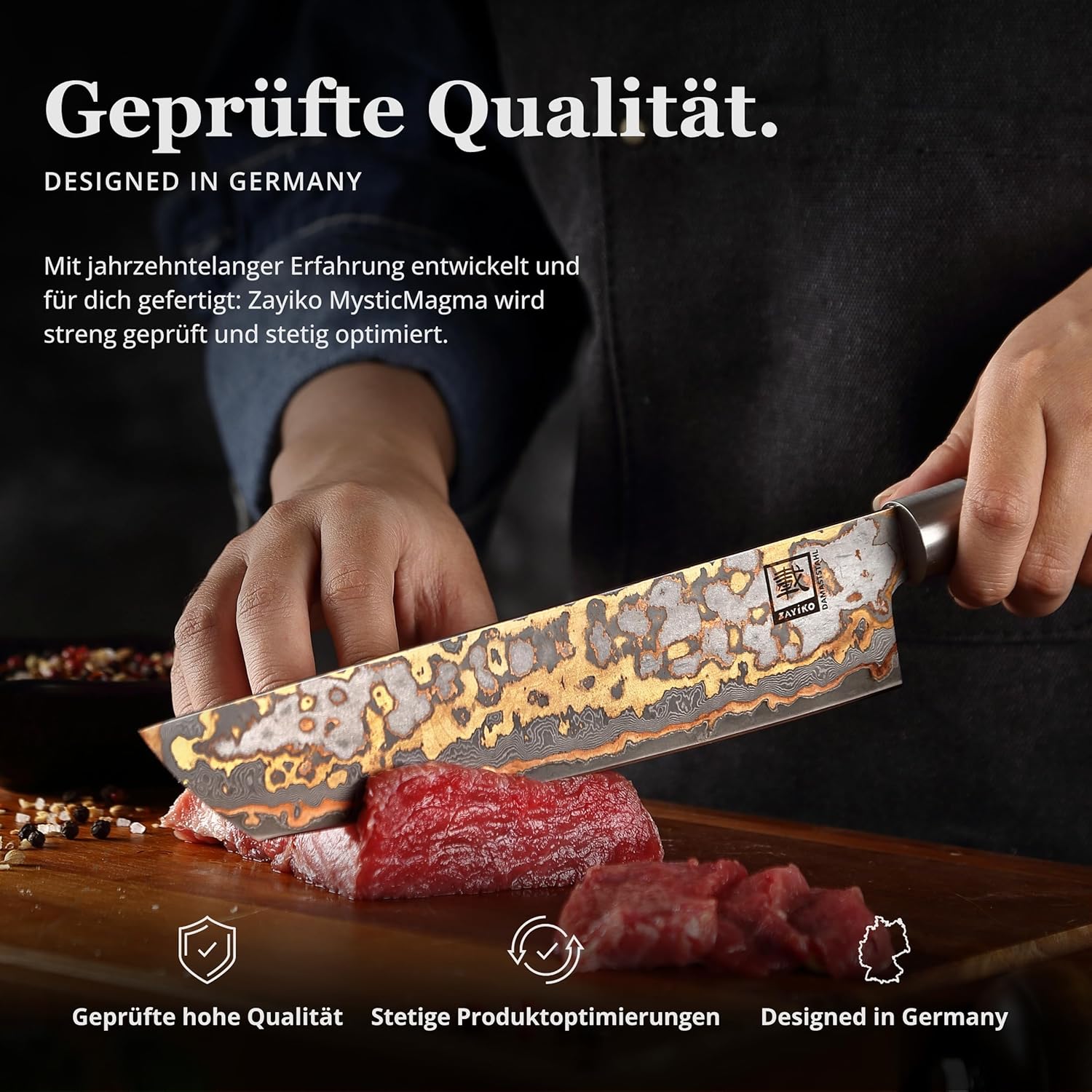 zayiko MysticMagma Tanto Chef's Knife 20.5 cm Blade Made of 67 Layers – Bild 5