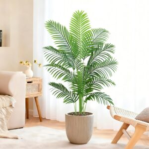 Artificial Plants 120 cm Artificial Palm Tree Large in Black Pot