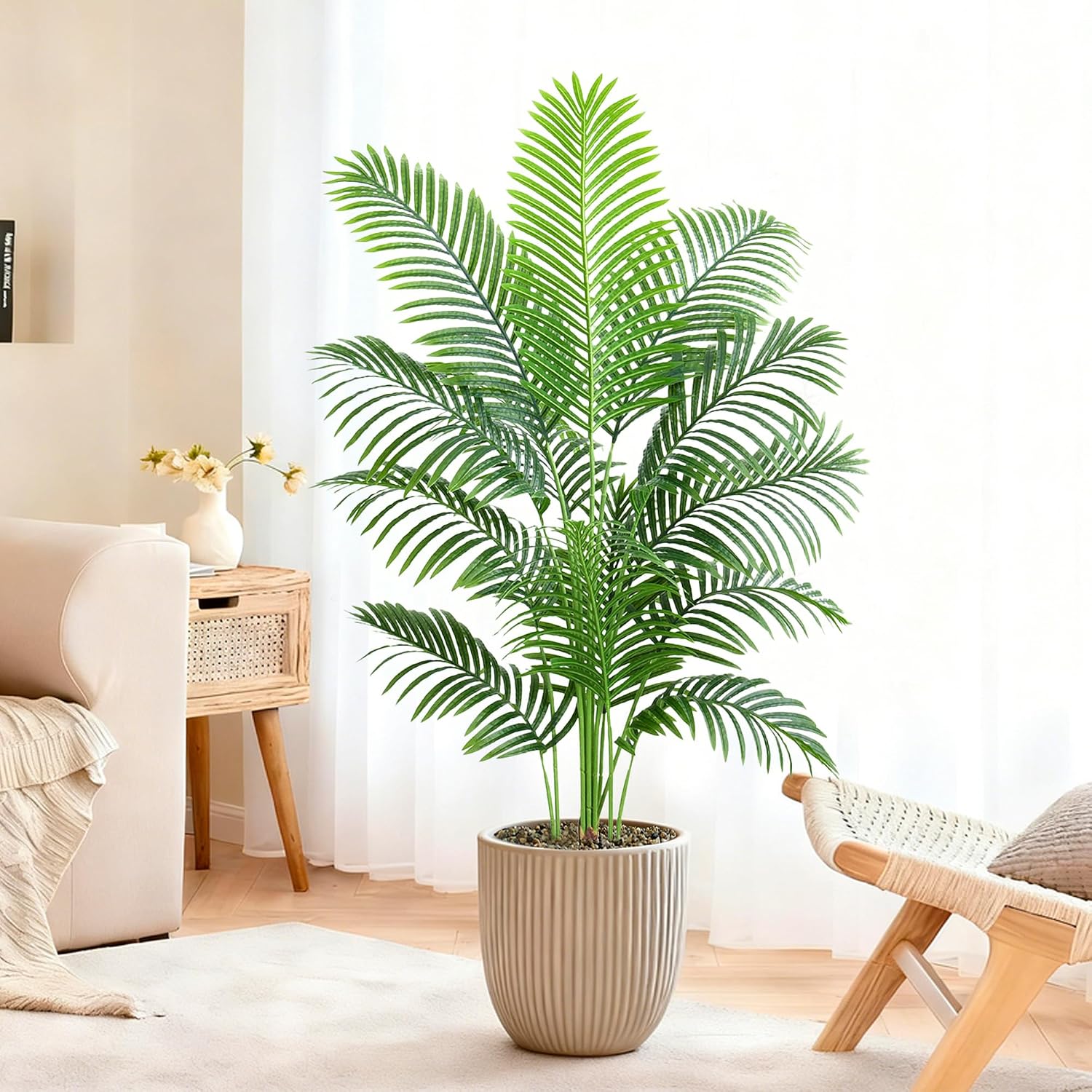 Artificial Plants 120 cm Artificial Palm Tree Large in Black Pot