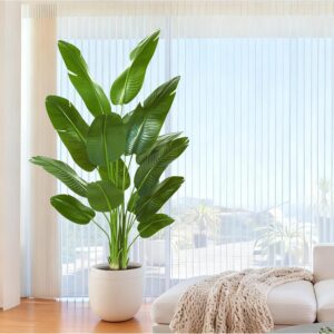 Artificial Bird of Paradise Plant, Faux Banana Leaf Tree for Home Decor, Artificial Plants, Large Indoor Floor Plant with 11 Stems (1, Black Planter, 200 cm)