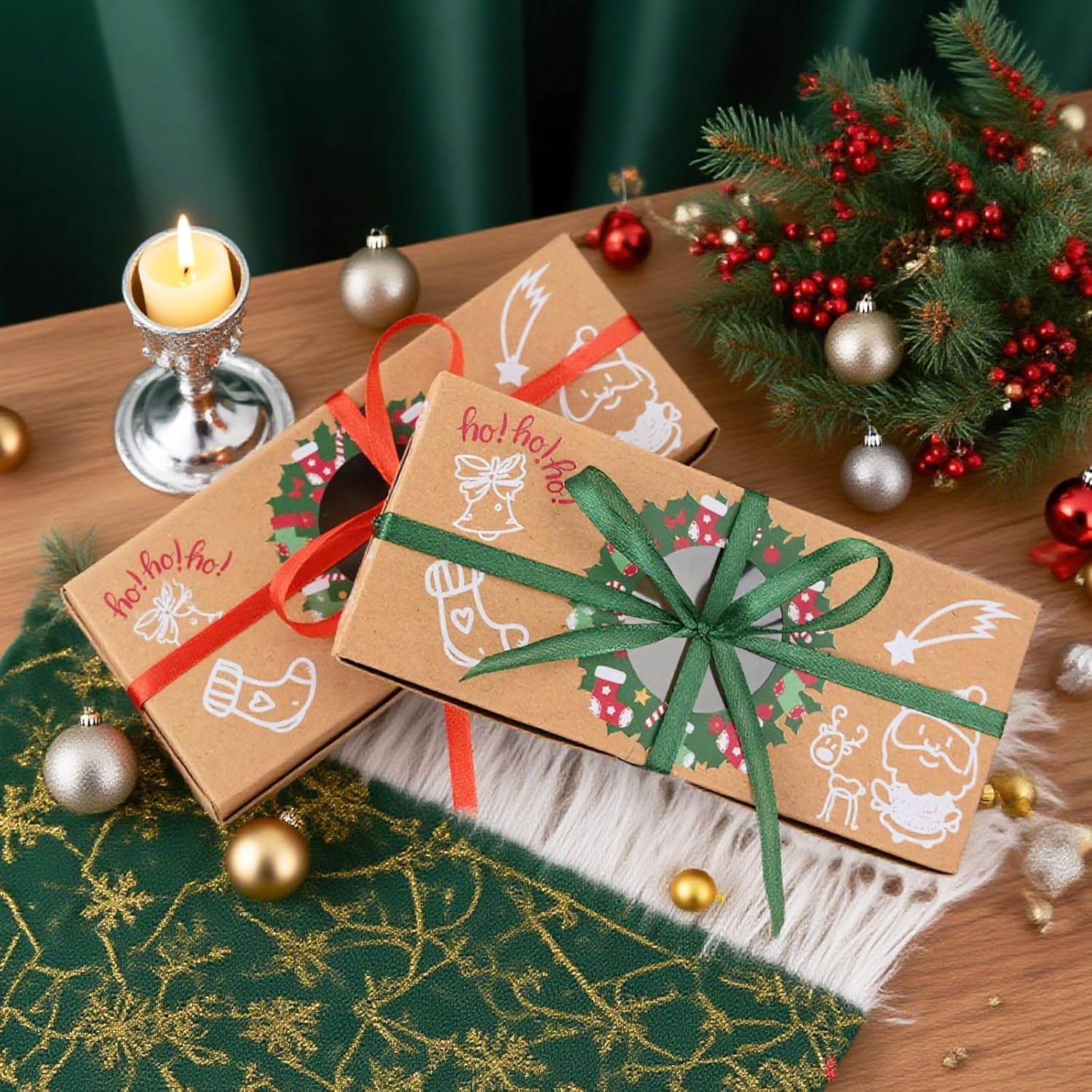 12 Christmas Biscuit Boxes with Window and Ribbon, Christmas Treat Boxes, Gift Box, Bakery Boxes, Biscuits, Packaging for Pastries, Cupcakes, Brownies, Gifts, Doughnut and Cookie – Bild 6