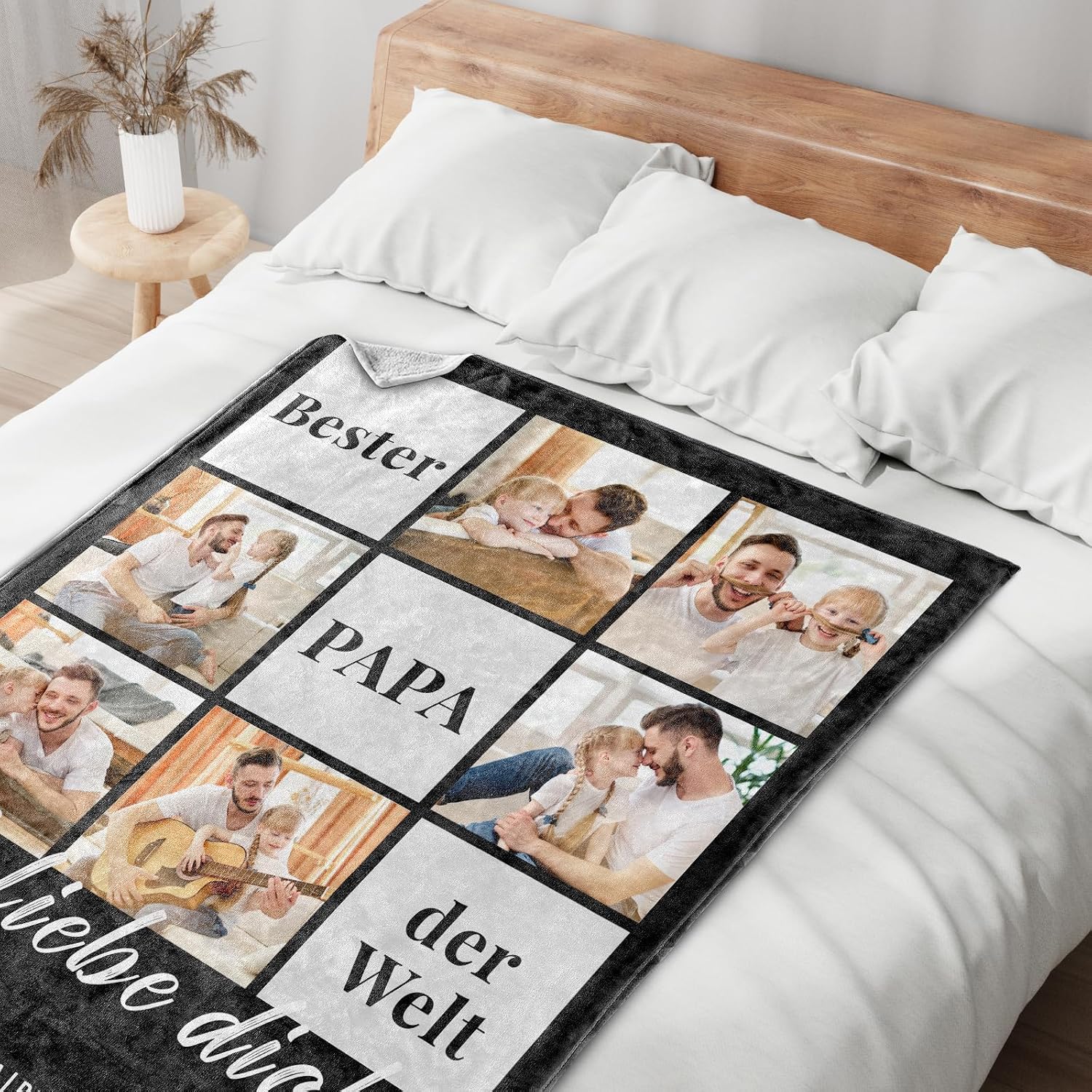 Giftove Personalised Father's Day Gifts Blanket with Photo, 100% Flannel Photo Blanket, Father's Day Gift Personalised from Baby Children, Dad Gift for Father's Day, Best Dad in the World Gift – Bild 3