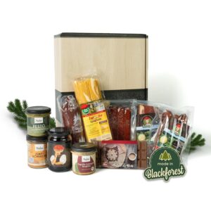 Black Forest Butcher Shop – Anniversary Gift Set – Exclusive Black Forest Gift Basket with Ham, Salami, Country Hunter, Pepper Biter, Pasta & Pesto – Appreciation for Employees, Corporate Customers