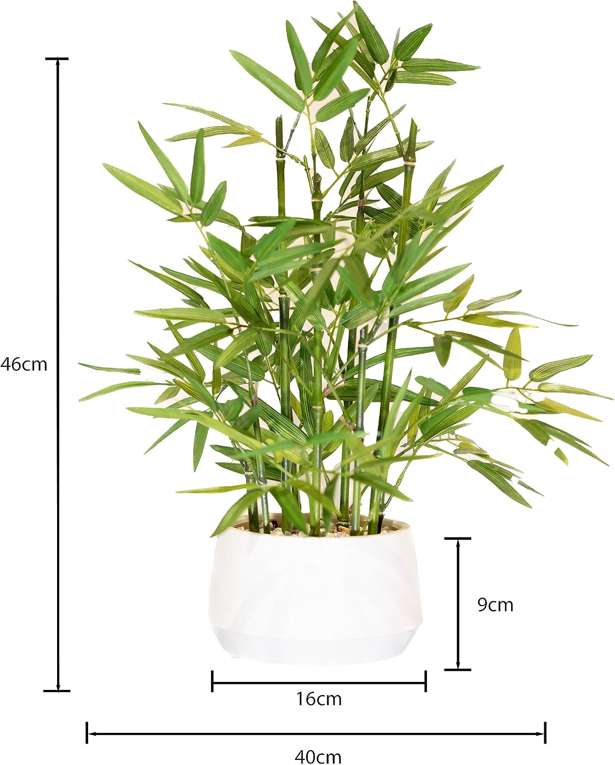 365 Blooming Decor Künstliche Bambuspflanze 45 cm Hoch – Luxus Kunstbambus im Weißen Blumentopf für Zuhause, Büro, Küche, Tischdeko, Indoor Zimmerpflanze, Glücksbambus – Bild 2