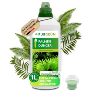 Palm Fertiliser 1 Litre – Fast Growth Thanks to Extra Nitrogen – With Guano – Full Spectrum Nutrients – Concentrate for Approx. 400 Litres of Watering Water – Premium Liquid Fertiliser