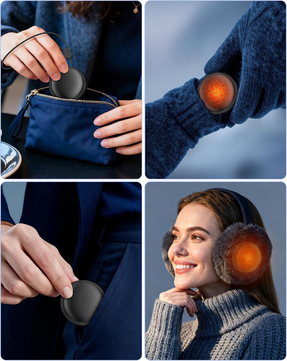 Electric Hand Warmer, 4000 mAh Pack of 2 Pocket Warmers, Reusable, Battery Hand Warmer, USB C, 5 Levels Heating up to 55 °C, Gift for Men and Women, Skiing, Camping – Bild 6