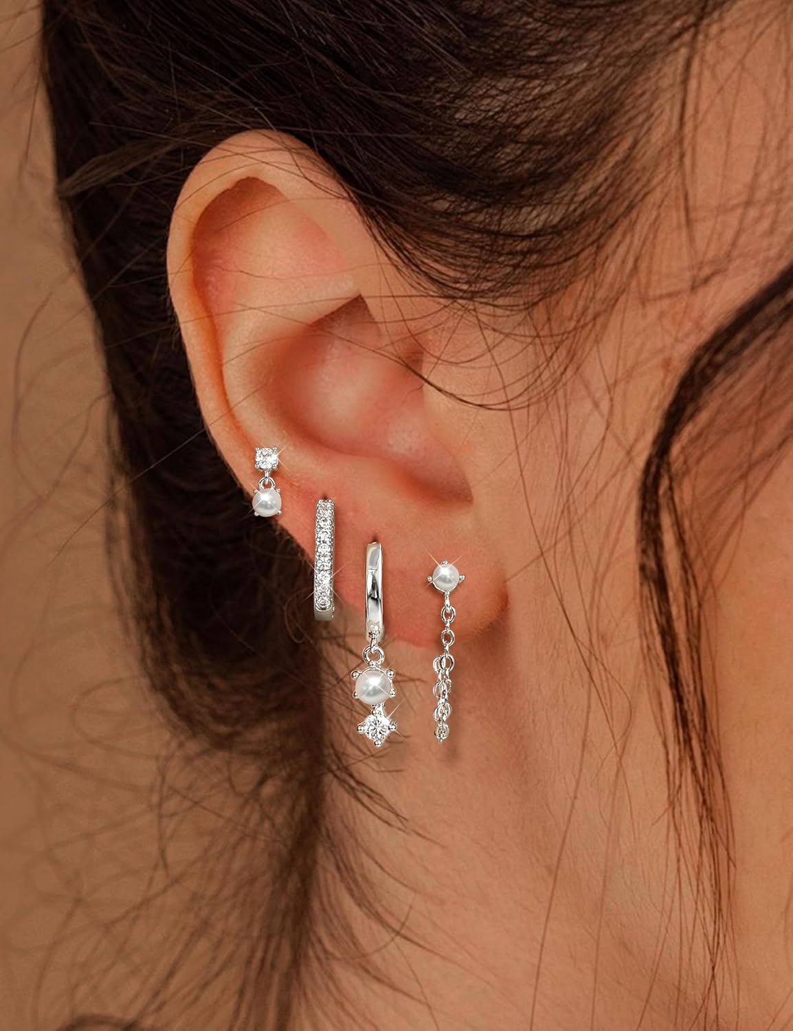 Dochais Earrings 925 Silver Stud for Women Hoop Earrings 14K Real Gold Plated Stud Earrings Silver 925 Stud Hypoallergenic Earrings Small Hoop Earrings Huggie Piercing Ear Earring Jewellery – Bild 4
