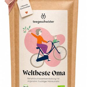 teegeschwister World Best Grandma Organic Tea Natural Herbal Tea with Hibiscus, 100% Natural Ingredients, Gift Idea for Grandma, 75 g