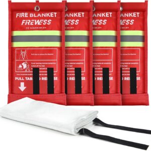 Fire Blanket, Fire Blanket, Fibreglass Fireproof Blanket for Home Safety, 100 x 100 cm, Fibreglass Fire Blanket Kitchen Pack of 4