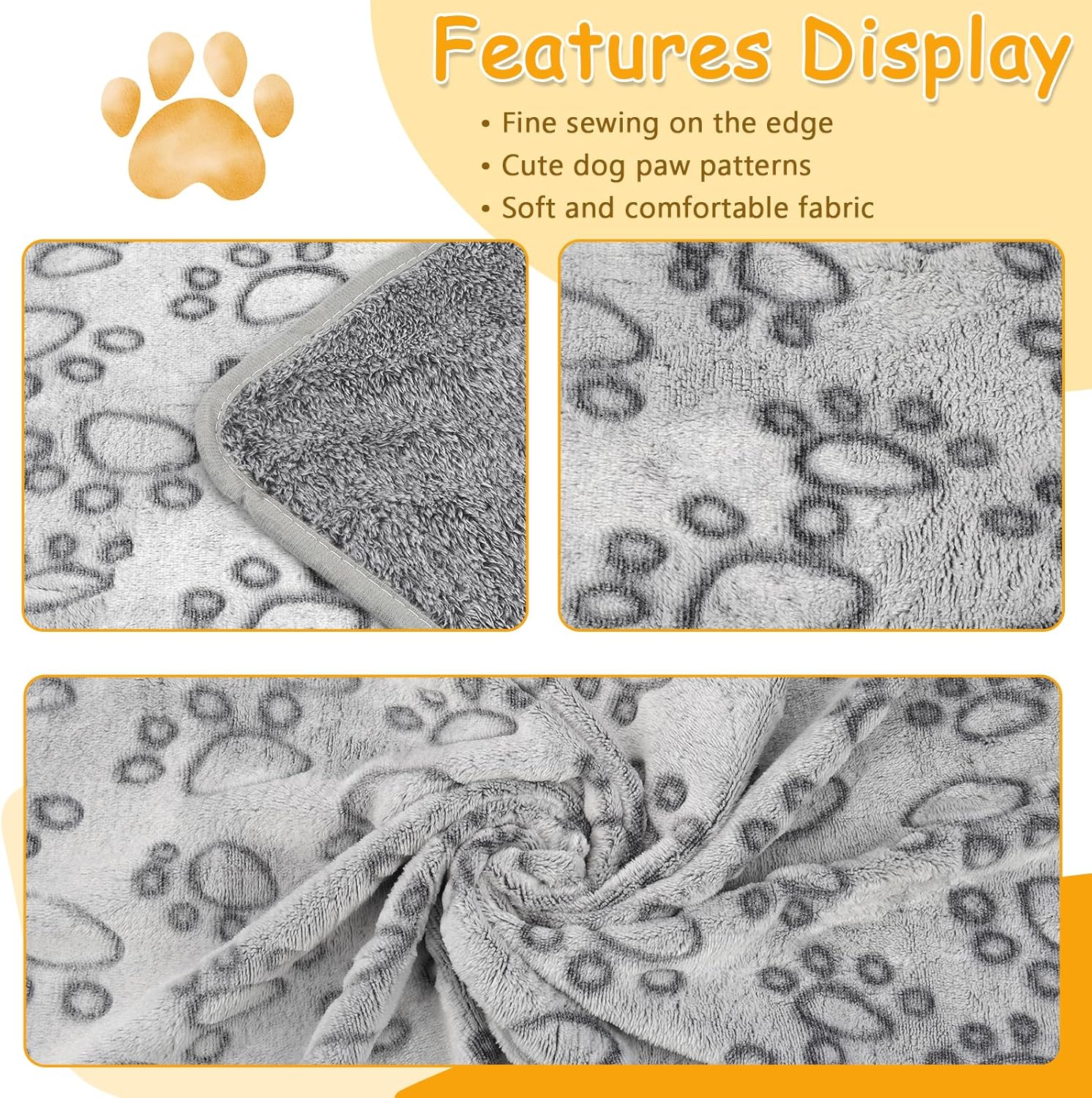 Neerow Pack of 3 Dog Blankets, 76 x 52 cm, Cat Blanket, Fluffy Sofa – Bild 3
