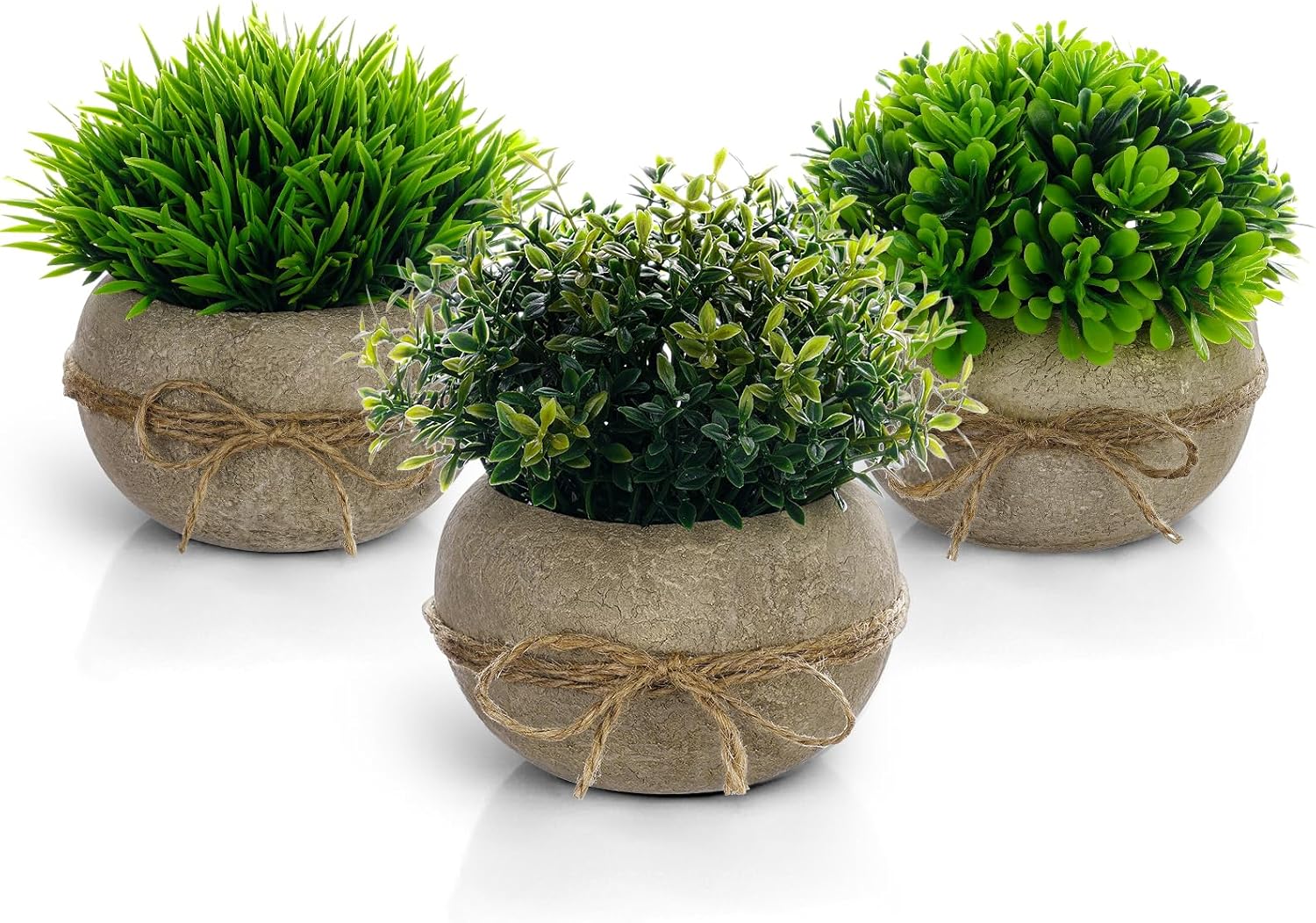 Vicloon Artificial Plant with Pot, Pack of 3 Artificial Plastic Plant Decoration, Small Artificial Plants in Pot, Plants Artificial Plant for Bedroom, Bathroom, Kitchen, Home, Indoor Decoration