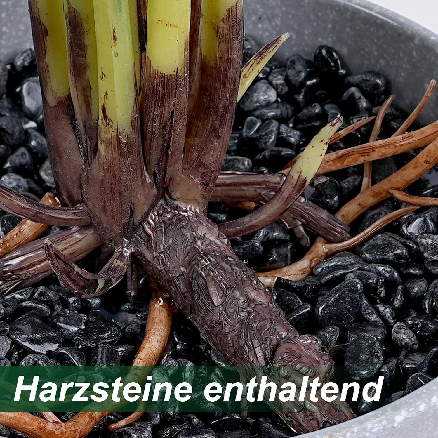 Artificial Monstera Plant 43 cm in Grey Pot 9 Leaves Realistic – Bild 4