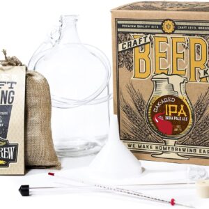 Craft A Brew Home Brewing Oak Aged IPA Reusable Beer Kit - Starter Set 1 Gallon, Clear