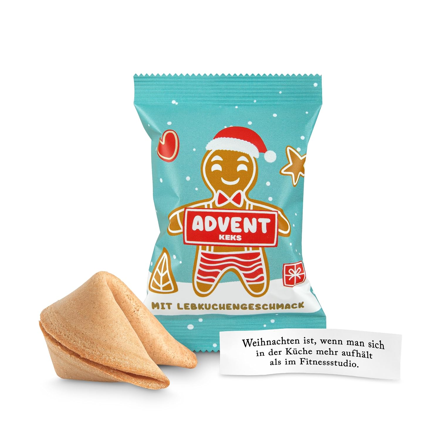 Lucky Cookies Christmas Gingerbread Man 15 Lucky Cookies in a Bag with Gingerbread Flavour in Advent and as Filling for the Advent Calendar, Santa Gift, Secret Santa Gift – Bild 8
