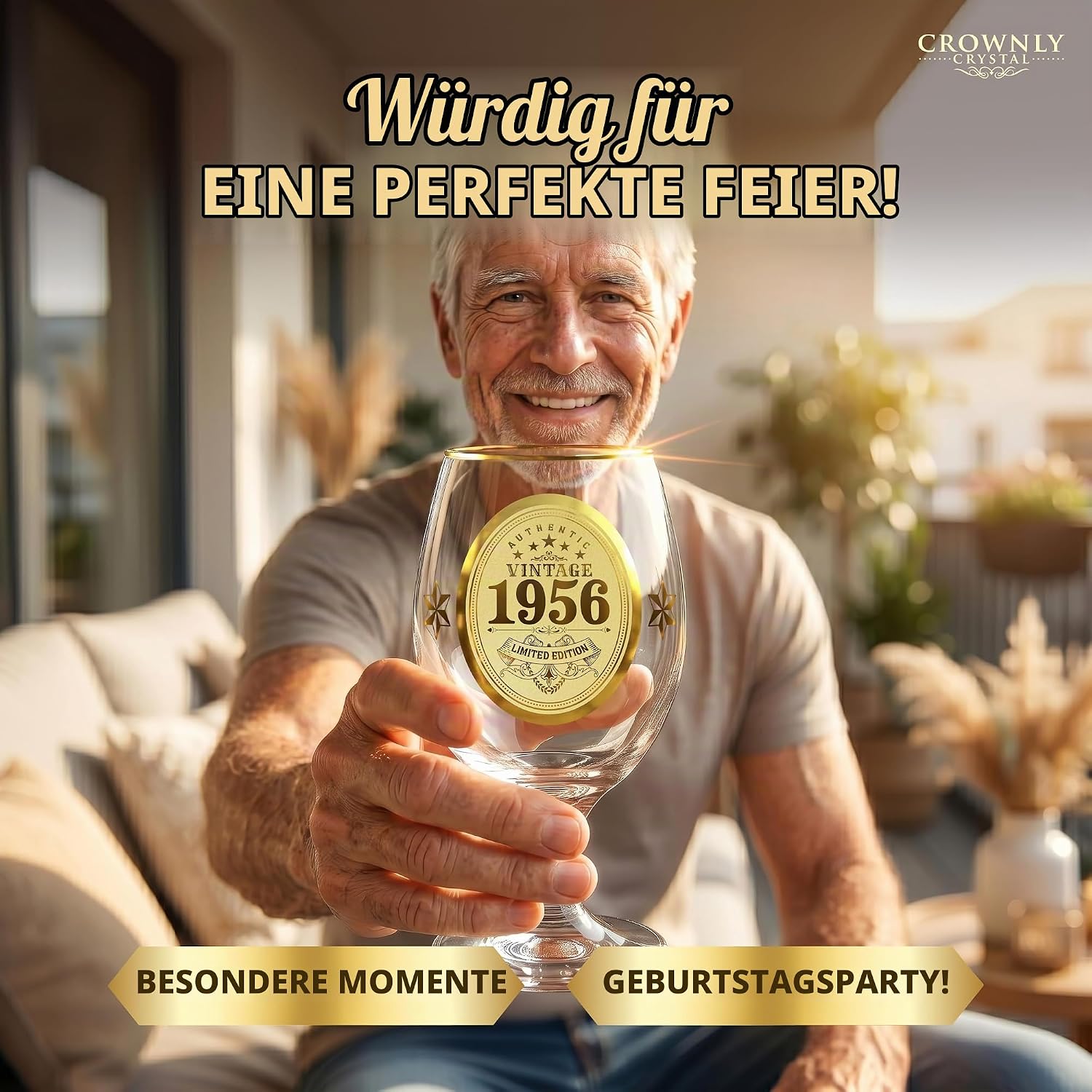 CROWNLY CRYSTAL® 1956 Beer Glass with Engraving 70th Birthday Man Personalised Gift Decoration Card 70 Years Gift Idea for Dad Grandpa – Bild 4