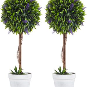 HOMCOM Artificial Lavender with UV Protection, Set of 2, 60 cm, Green