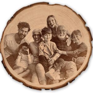 Generic Personalised Tree Disc with Photo Engraving 12-14 cm [Made of Alder Wood] as a Wedding Gift, Anniversary or Birthday | Your Personalised Gift