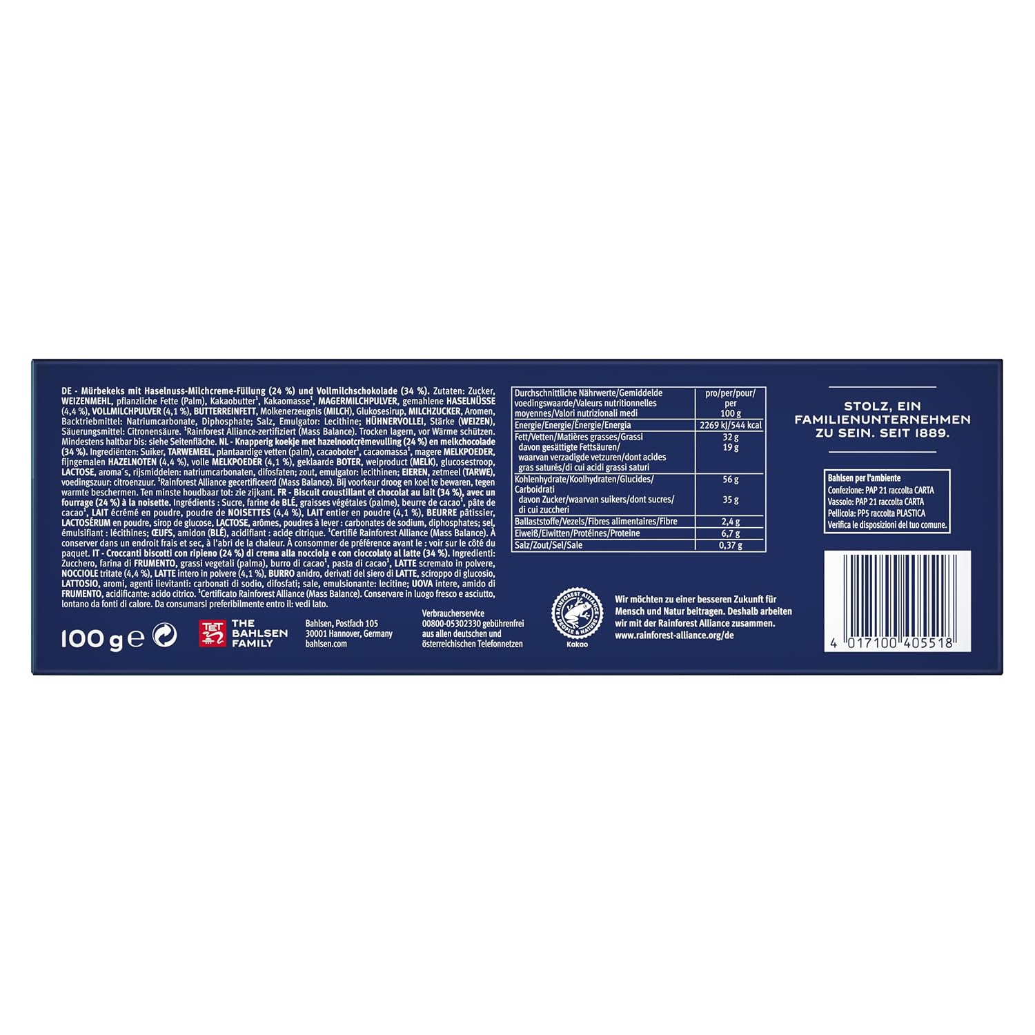 Bahlsen Hazelnut Cream & Choc Biscuits with Hazelnut Cream, 125 g – Bild 2