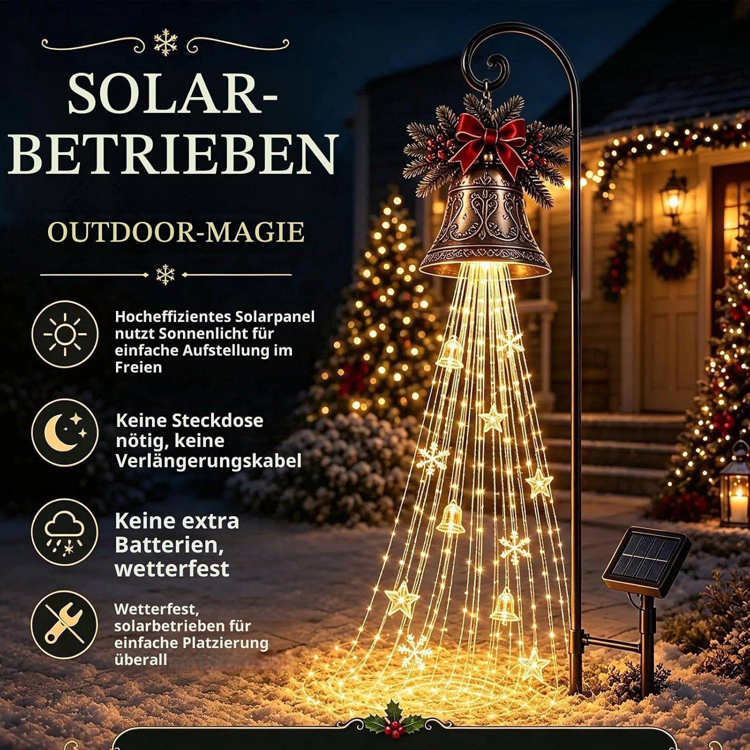 Christmas Bell Cascade Solar Garden Light for Garden Decoration Outdoor – Bild 5