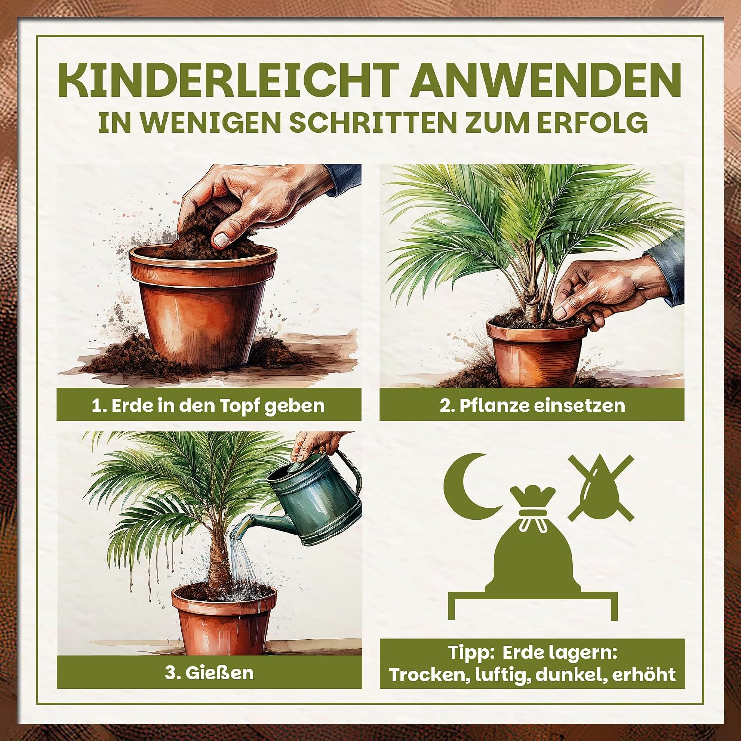 Green Home Green Plant & Palm Soil 72L - Potting Soil for Palm Trees, Green Plants & Indoor Plants - With Peat & Wood Fibres - Raised Bed Soil & Vegetable Soil for Healthy Growth – Bild 5