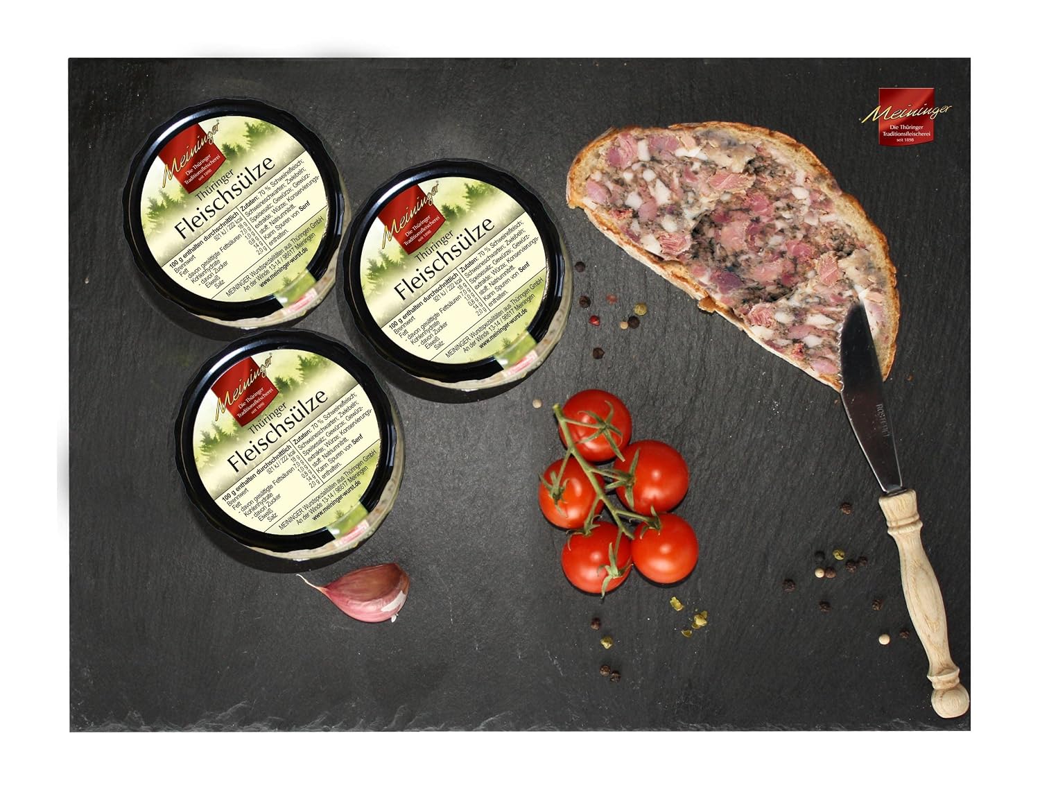 Thüringer Fleischsülze I Sausage in Glass Canned I 3 Glasses Each with 300 g