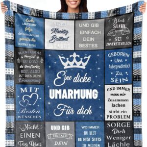 Birthday Gift for Men, Father’s Day Gift Blanket for Dad, Boyfriend, Colleague, Happy Birthday Decorative Blanket, Flannel Patchwork Throw Blanket, Size 150 x 200 cm